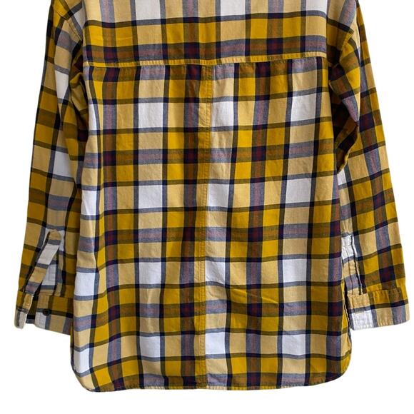 Old Navy Boyfriend Flannel Popover Shirt Yellow Plaid 1/2 Button Up Hi-Lo XS - Picture 9 of 11